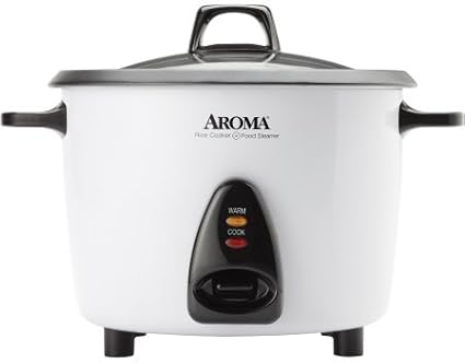 AROMA Rice Cooker, 10-Cup (Uncooked) / 20-Cup (Cooked), Steamer, Auto Keep Warm, Soup Maker, Oatmeal Cooker, Large Rice Cooker, 5 Qt, White, ARC-360-NGP