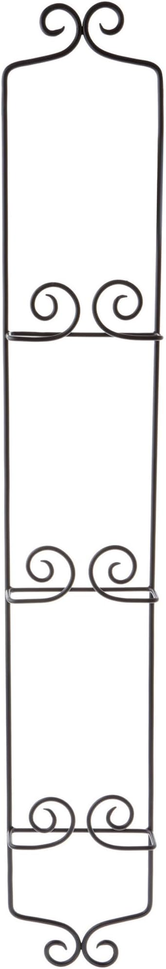 Bard's Black Wrought Iron Wall Mountable Vertical Hanger for 3 Plates, 39" H x 6" W x 2" D (For 8.5"-10" Plates), Pack of 6