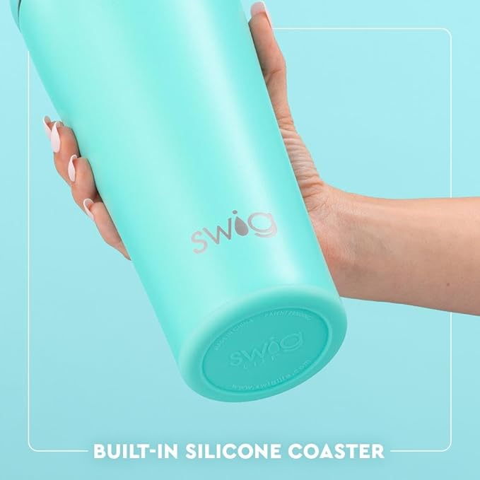 Swig Life 32oz Straw Tumbler, Travel Coffee Tumbler with Lid, Cup Holder Friendly Travel Coffee Mug, Stainless Steel, 32 oz Reusable Insulated Coffee Mug (Saturdays In Columbus)