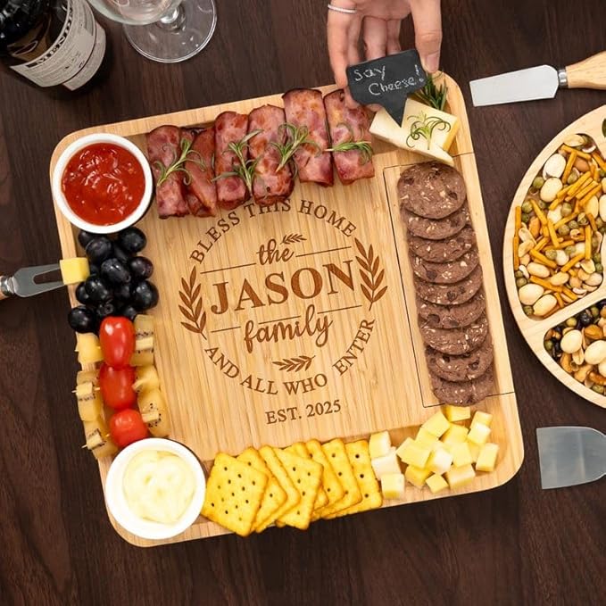 Personalized New Home Charcuterie Board, House Warming Cheese Board Gift Set - First Home Gifts, House Warming Gifts for Couple