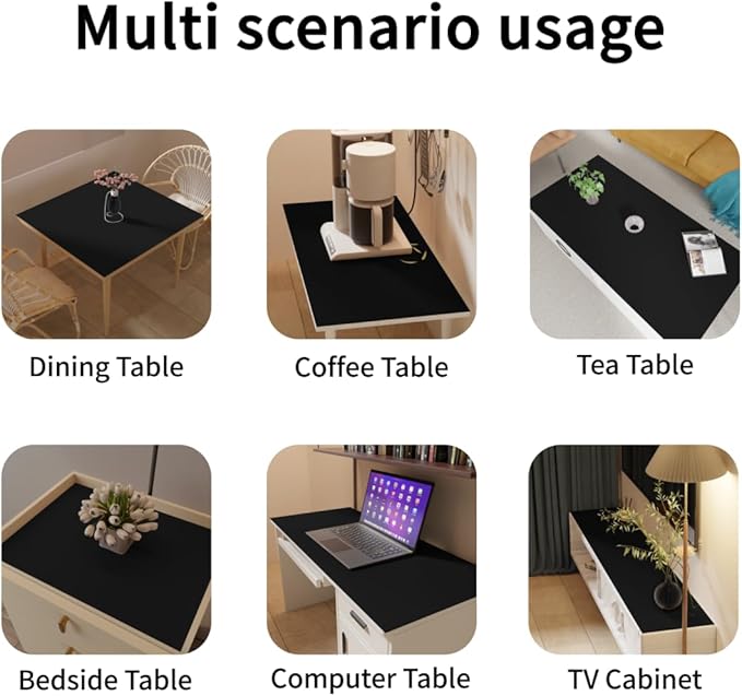Leather Table Cover,1.8mm Thick,28x48 Inch Desk Cover,Large Desk Mat,Table Protector,Table Cover Protector,Table Protectors for Rectangle Tables(Black+Black,28x48)