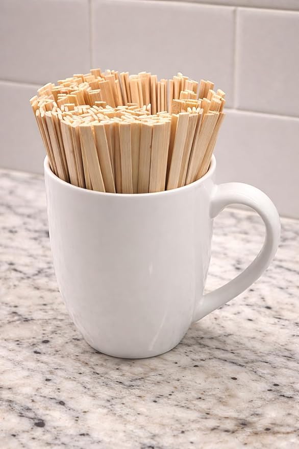 Coffee Stirrers, Bamboo Wood, Splinter-Free; Wooden Stir Sticks for Hot Chocolate, Coffee, Tea Etc, Drink Stirrer Bulk Package, Restaurant Supply, Coffee Bar, Cafe (100 Pack)