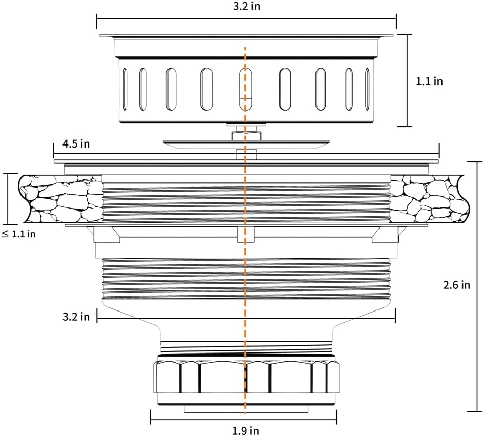 KONE 3-1/2 Inch Bronze Kitchen Sink Drain Assembly Kit - Oil Rubbed Bronze Stainless Steel with Strainer Basket/Drain Stopper