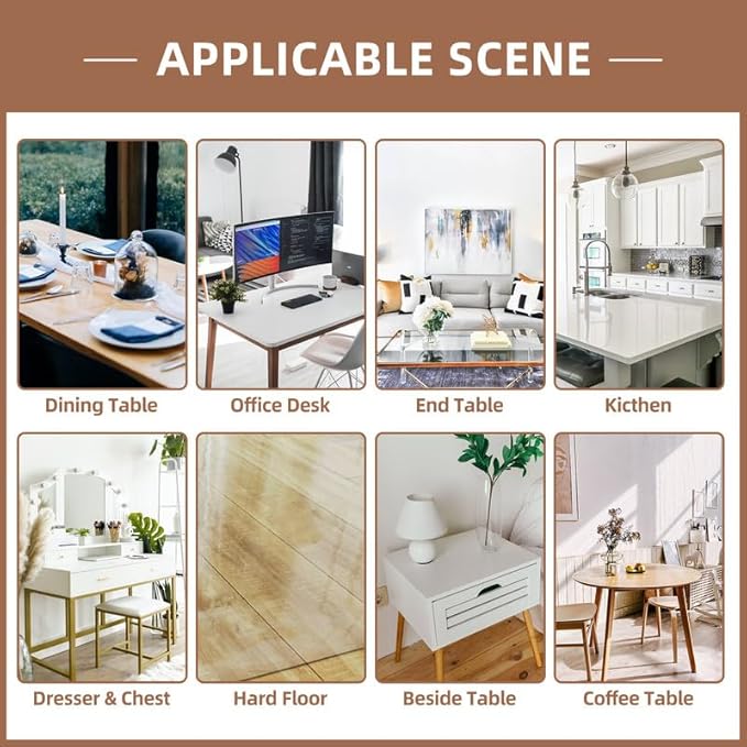Warmstar Clear Table Cover Protector 40 x 80 Inch,1.5mm Thick Plastic Table Cover Rectangle,PVC Clear Table Protector,Desk Protector Mat for Kitchen, Dresser, Writing Desk,Dining Room Table
