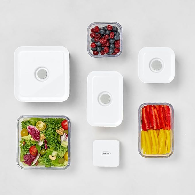 VAKUEN Premium Airtight Food Storage Containers, Rectangular 2PC-SET(2.11qt), Smart One-Click Seal Lid, 100% Leak Proof, Keep Food Fresh Longer, BPA-FREE, Dishwasher/Freezer & Microwave Safe