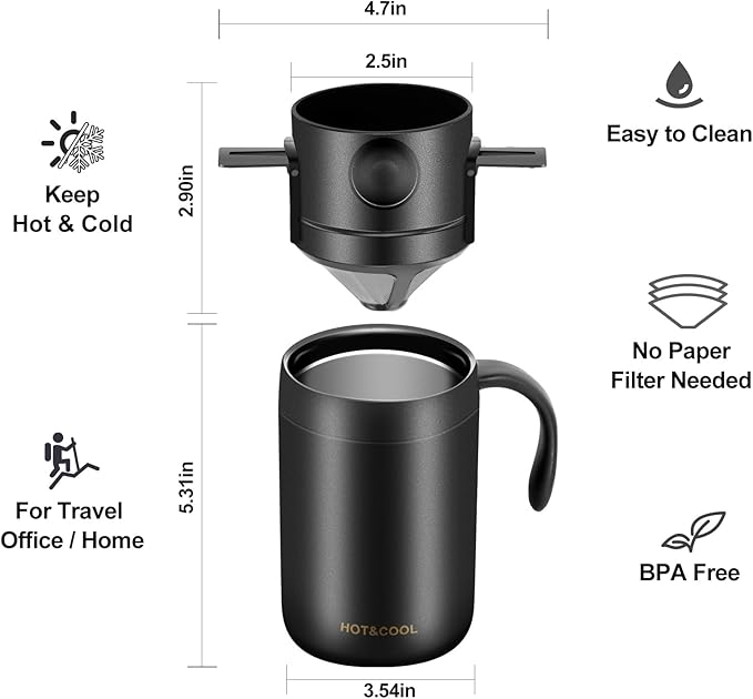 OARSE 16oz Camping Coffee Maker Pour Over Coffee Maker Set,Camp Pour Over Set,Portable Coffee Kit for Travel, Camping, Offices, Backpacking