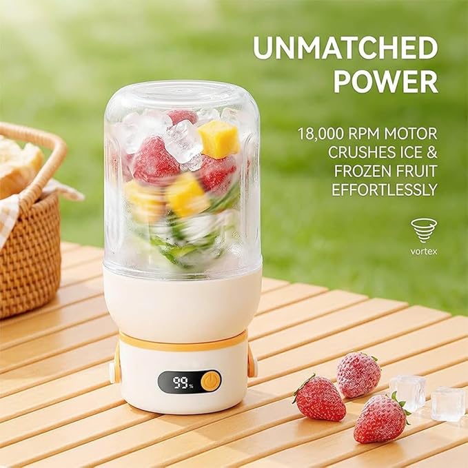 Portable Electric Juicer Cup with Zero Cord Hassle, USB-C Rechargeable Electric Blender with 18000 RPM Motor,36-blade head can break ice, Multifunctional fresh Juice Blender