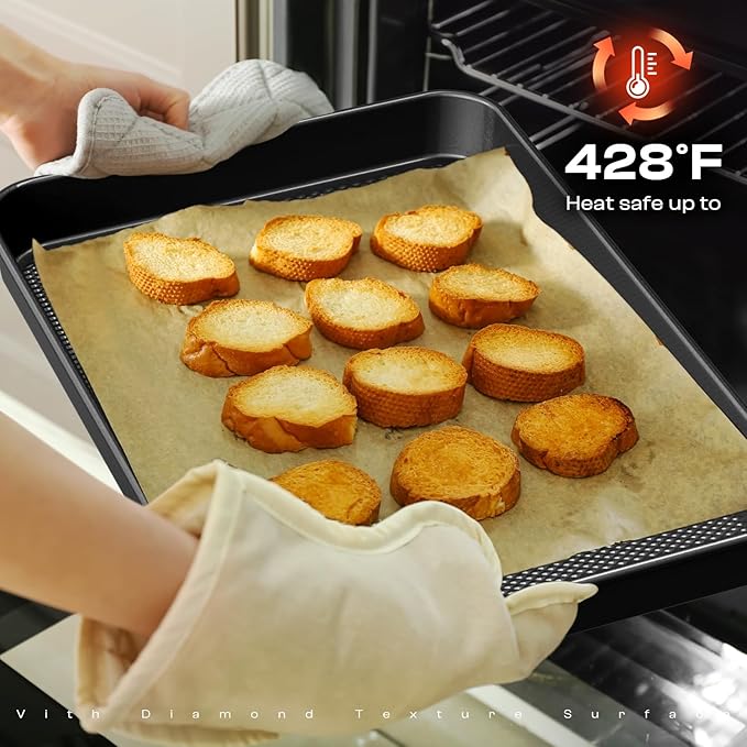 Nonstick Baking Pans Set, 8-Piece Stackable Bakeware Sets, Non-Toxic Oven Pan Set, Includes Baking Sheet, Cake Pan, Muffin Pan, Loaf Pan, Square Pan, Cookie Sheet & Roasting Pan, Black