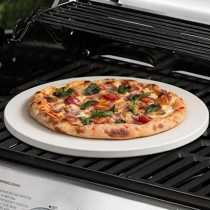 15" Round Pizza Stone for Grill Oven, Heavy Duty Cordierite Baking Stone Cooking Pan, Durable Large Pizza Grilling Stone, Ideal for Grilling Baking Several Sizes of Pizzas