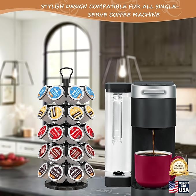 BLACKSMITH FAMILY 40 Pods Capacity Very Easy Assembly K Cup Holders,K Cup Holder, K Cups Holder,K Cup Carousel, Coffee Pods Holder Storage Organizer Stand