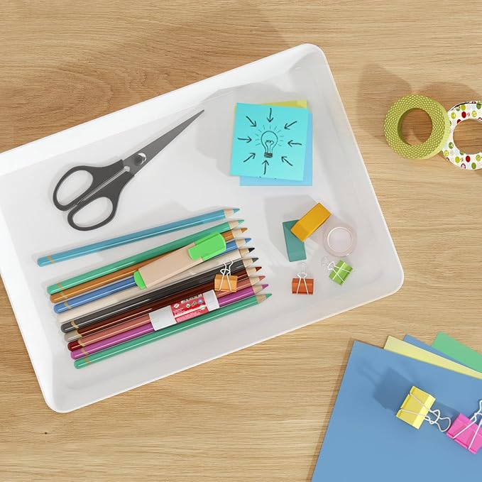 Lifewit Serving Tray Plastic for Party Supplies, 15" x 10" Platters for Serving Food, 6 pcs White Reusable Tray for Veggie, Snack, Fruit, Cookies, Desserts in Kitchen/Pantry Organization