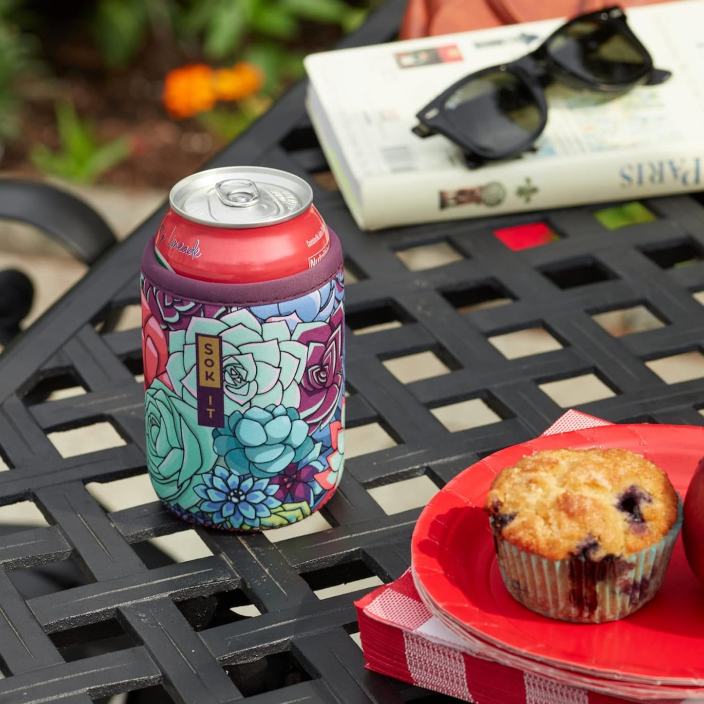 Sok It CanSok Sleeve for Beer & Soda Insulated Neoprene Cover (Succulents, 25oz Can Sleeve)