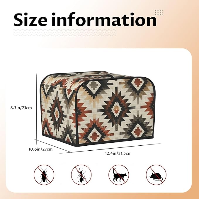 Southwestern Ethnic Aztec Covers for 4 Slice Toasters,Cute Country Bread Machine Cover with Handle,Washable Stain Resistant Kitchen Small Appliance Cover Dining Decor