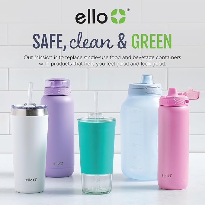 Ello Pop & Fill 40oz Stainless Steel Water Bottle with Quick Fill Technology, Double Walled and Vacuum Insulated Metal, Leak Proof Locking Lid, Sip and Chug, Reusable, BPA Free, Pistachio