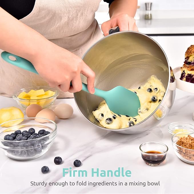U-Taste 600ºF Heat Resistant Food Grade Extra Long Silicone Spatula 1 Piece, and 20inx16in Large Silicone Pastry Mat Food-Grade Non-Stick Dough Rolling Mat (Aqua Sky)