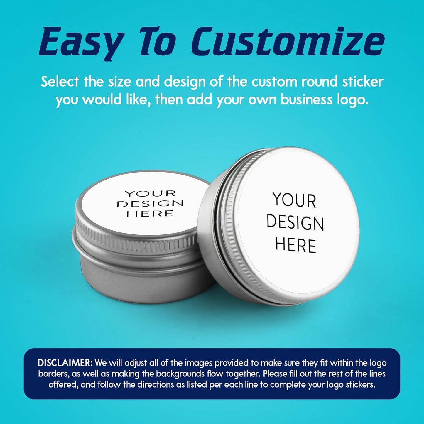 100 Custom Vinyl Stickers - Upload Your own Image, Text, Design, Logo - Personalized Logo Labels for Handmade, Packaging, Bottle, Jars, Candle, Brand Stickers (White, 6x6)