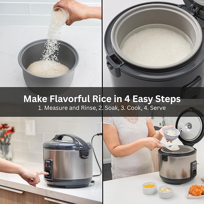 Tiger JNP-S18U-US 10 Cup Capacity White Rice Cooker with Non-Stick Inner Pot, Retractable Power Cord, and Keep Warm up to 12 hours (Urban Satin)