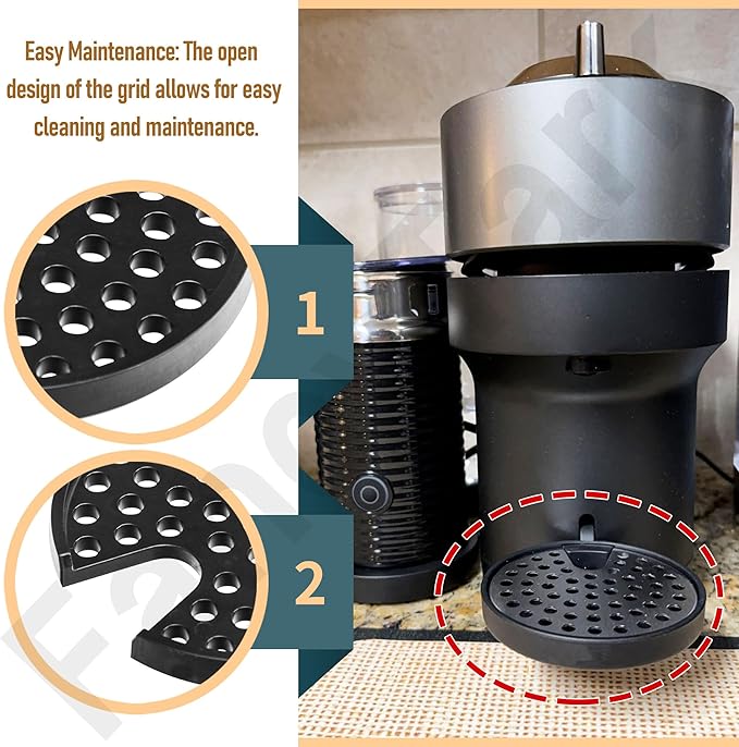 MS-624913 Grid for Coffee Maker, Black, ms 624913 Drip Tray Grid Cup Mug Rest for Krups Nespresso Vertuo Next, Nexpresso Vertuo Next Grinder