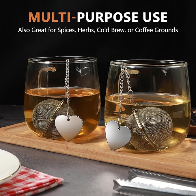 Tea Infuser for Loose Leaf Tea 2 Pack β 2" 304 Stainless Steel Tea Strainer Ball with Bonus Tea Scoop Clip β Extra Fine Mesh, Rustproof, Easy to Clean β DIKSEFN