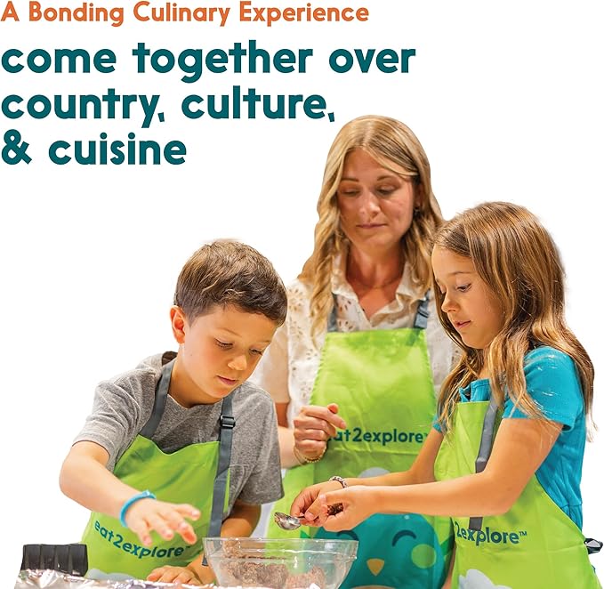 eat2explore Cooking Kits for Kids 14 Pcs – Interactive & Educational Kids Cooking Sets Real for Ages 5 and Up,3 Recipe Cards & Global Ingredients – Perfect for Families and Homeschooling (South Korea)