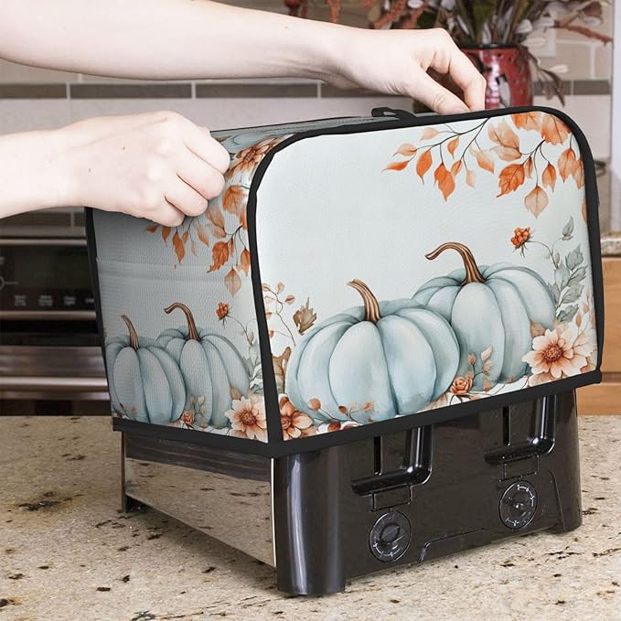Toaster Cover 2 Slice Pumpkin Fall Leaf Thanksgiving Kitchen Small Appliance Covers with Pockets Dust and Fingerprint Protection