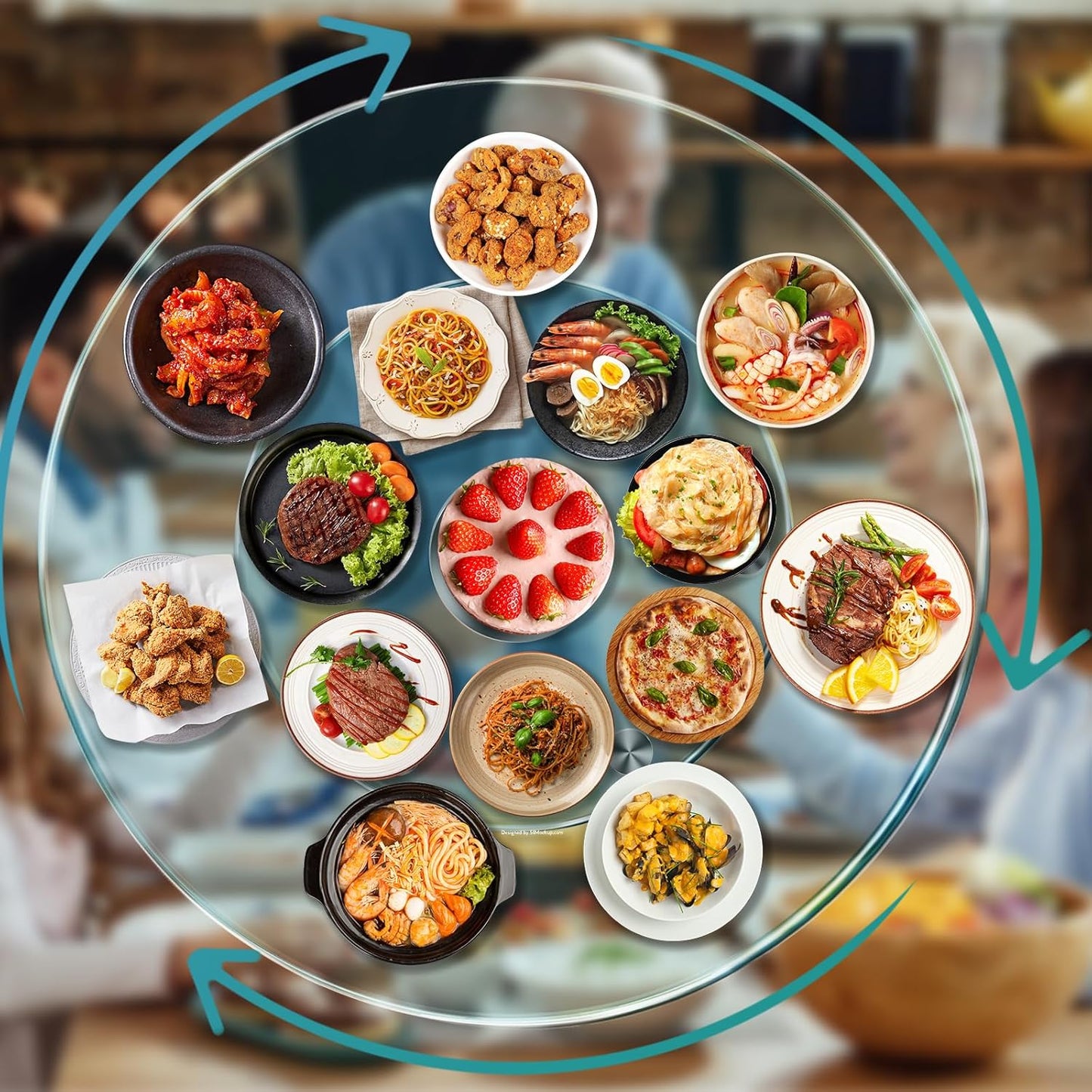 23" Large Lazy Susan for Dining Table Kitchen Glass Turntable with Aluminum Alloy Bearing, Smooth Swivel