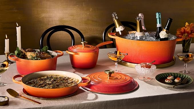 Le Creuset Enameled Cast Iron Signature Round Dutch Oven, 7.25 qt., Flamme Doree with Crucible Knob