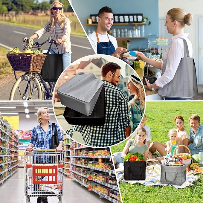 JERIA 24-Pack Reusable Grocery Bags,Large Washable Foldable Shopping Bags,Heavy Duty Tote Bags with Reinforced Handles