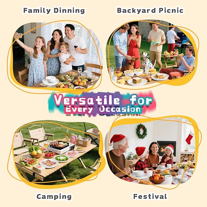 Wheat Straw Plates and Bowls Sets of 16,Unbreakable Dinnerware Sets for 4, Microwave & Dishwasher Safe Kids Dish Set for Kitchen, Outdoor, Camping, Party, RV- White