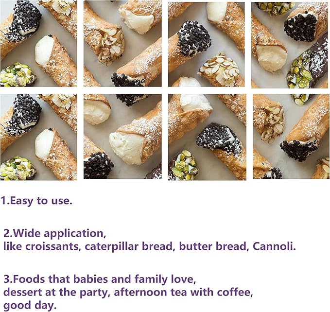 Alovexiong Non-stick Cannoli Tubes Molds 6pcs Cream Horn Molds Stainless Steel 4.92 inch Large Cannoli Molds Kit Baking Tubes Cones Pastry Roll Cream Roll Horn Croissant Mold Diagonal Shaped