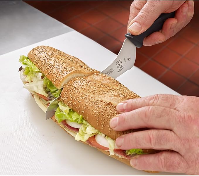 Mercer Culinary Millennia Black Handle Offset Bread Knife, 7-Inch