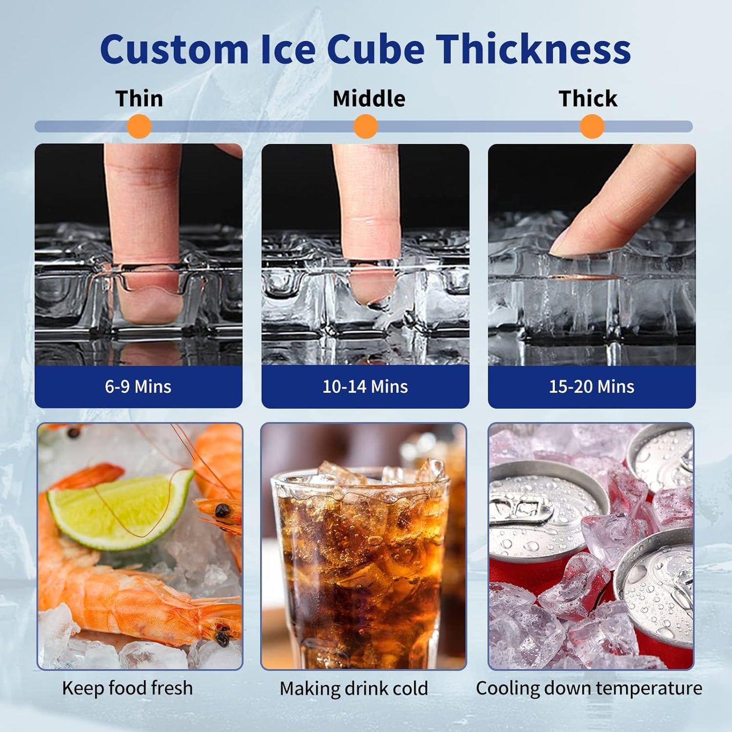 Commercail Ice Maker 130Lbs/24H with 35Lbs Ice Capacity,Upgraded 15" Wide Under Counter Ice Machine 45Pcs Ice Cubes,Commercial Ice Machine Self Clean Stainless Steel Built-in or Freestanding