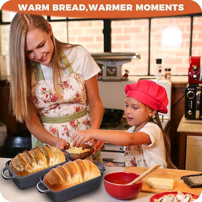Cast Iron Loaf Pan with Lid 9×5 Inch, Bread Baking Pans, Even Heat Distribution for Sourdough, Pre-Seasoned Dutch Oven Loaf Pan for Homemade Bread