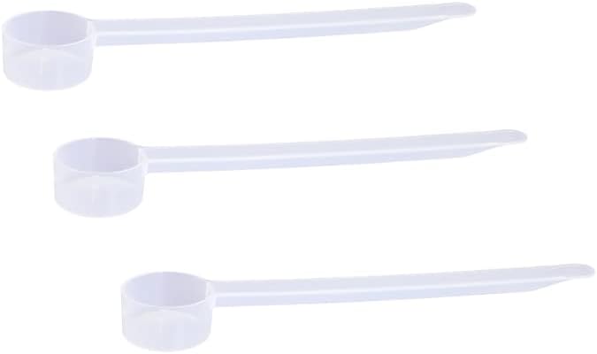 Plastic Measuring Scoop, (5 cc | 1 teaspoon | 5 mL) Long Handle Spoons for Powders, Granules, Coffee, Pet Food, Baking Supplies, Protein and Other Dry Goods, BPA Free (Set of 3)