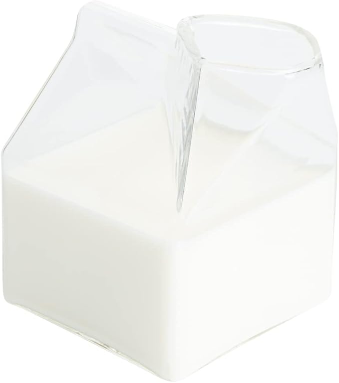Restaurantware 12 Ounce Glass Milk Carton 1 Reusable Milk Carton Creamer - Durable Serve Cream Milk or Juice Clear Glass Mini Milk Carton Dishwasher-Safe For Homes or Restaurants
