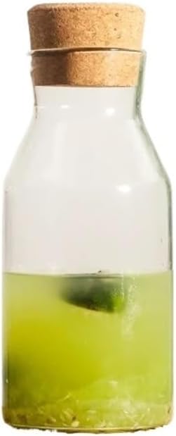 GLigeT Iced Tea Pitcher Borosilicate Water Pitcher Cold Brewed Tea Glass Bottle with Cork Jar Fruit Wine Storage Container 800ml/1200ml Water Jug(800ml)