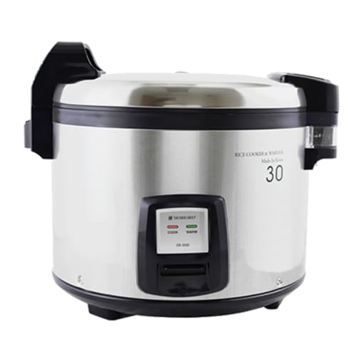 FSE SEJ3201 Rice Cooker/Warmer, Electric, 30 Cup uncooked Rice Capacity, 14-5/8" x 14-5/8" x 14-2/3, Includes Plastic White Rice Spoon, Plastic Measuring Cup, Stick-Free Silicon pad, Digital Control