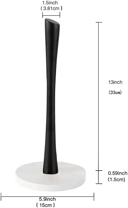 Black Paper Towel Holder Countertop, Marble Paper Towel Holder Used for Kitchen&Bathroom, Paper Towel Holder Made of Stainless Steel for Easy One-Handed Operation|Black