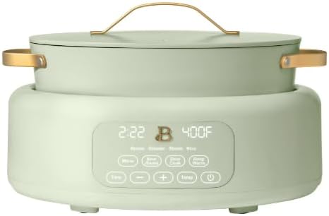 10-in-1 Electric Multi-Cooker, 6 Quart Programmable Cooking Pot with Digital Display, Nonstick Interior, One-Touch Controls, Multi-Function Kitchen Appliance (Sage Green)