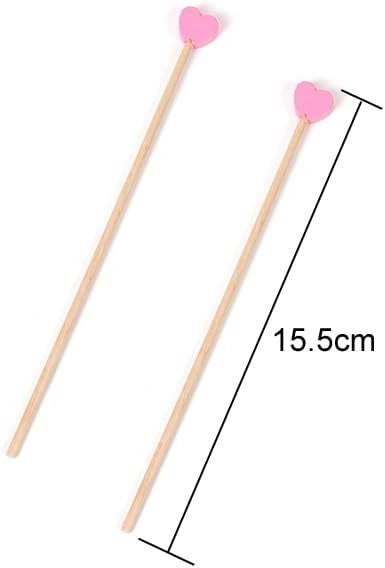 100 Pieces Disposable Wooden Coffee Stirrers Pink Heart Wooden Coffee Stir Sticks Wooden Stirrers Wooden Drink Stirrer Sticks for Coffee Cocktail Milk Beverage, 6.1 Inches