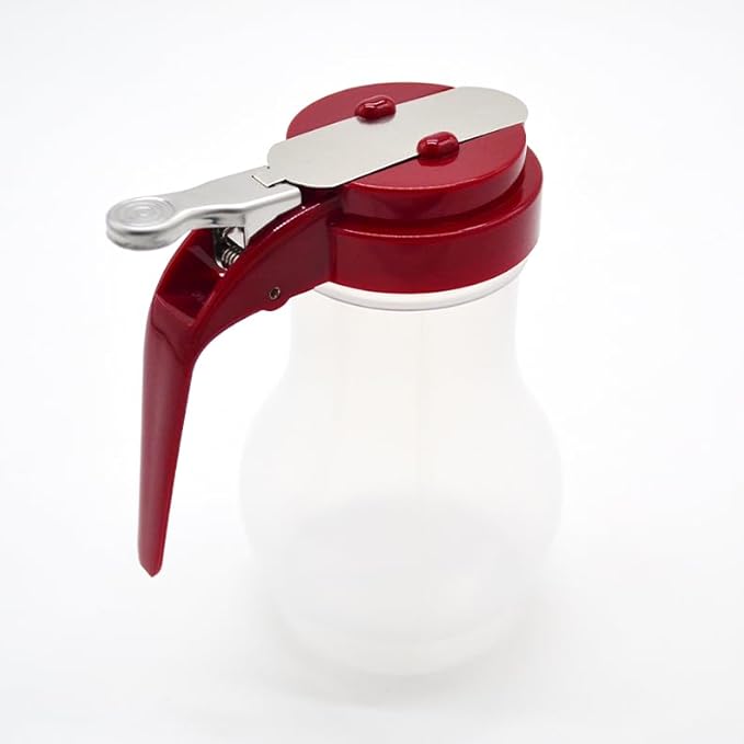 2 Pack Syrup Dispenser 10oz 200ml Polyethylene Plastic Bottle with Red ABS Top No-Drip Pourers for Maple Syrup, Honey, Pancake Syrup, Sauces, Salad Dressings