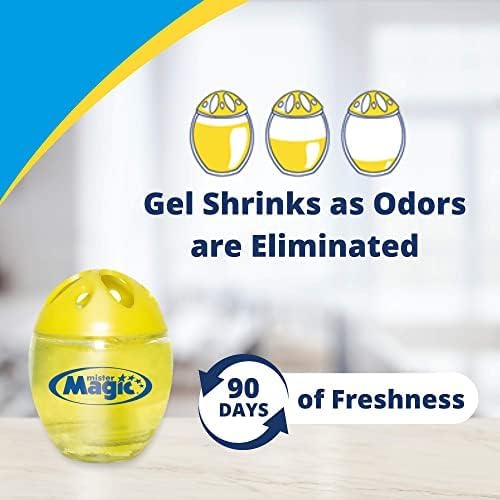Mister Magic Refrigerator Odor Absorber – Natural Lemon Formula Gel, Odorless Fridge Deodorizer, Neutralizes Food Odors, Lasts Up to 90 Days, Safe for Food, Kitchen Supplies (1 Pack, Contains 2 Units)