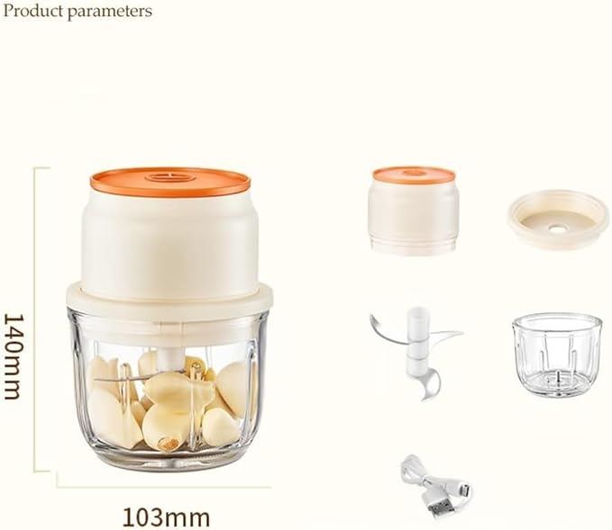 Mini Cordless Electric Mini Chopper, Portable Powerful Garlic Chopper, Onion Grinder, Masher, Crusher, Food Processor for Ginger, Chili, Veggie (Size : 300ml)