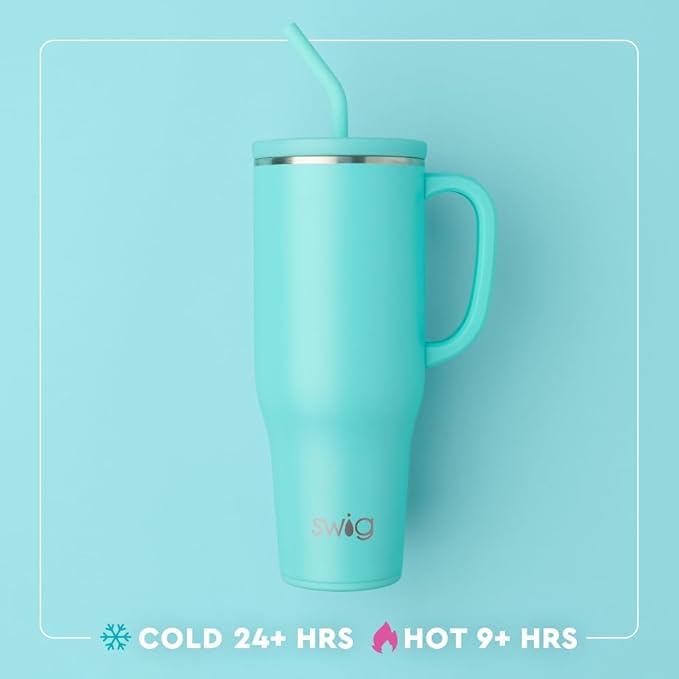 Swig Life 40oz Mega Mug, 40oz Tumbler with Handle and Straw, Extra Large Insulated Tumblers, Cup Holder Friendly Travel Mug (Christmas Cameos)