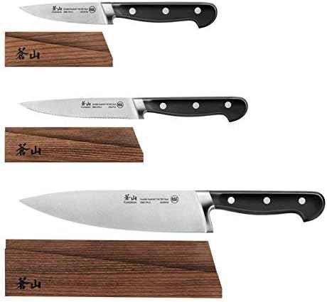 Cangshan TV2 Series 1023015 Swedish 14C28N Steel Forged 3-Piece Starter Knife Set with Wood Sheaths