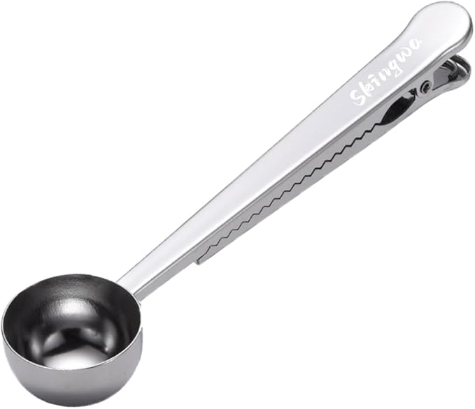 Coffee Scoop with Bag Clip, Multi-Function Milk Powder Measuring Spoon, 20ml (Silver)