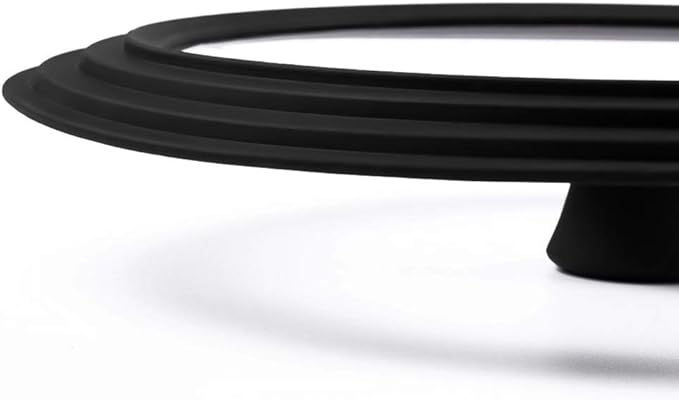 Universal Lid for Pots,Pans and Skillets - Tempered Glass with Heat Resistant Silicone Rim Fits 10.5", 11" and 12" Diameter Cookware,Black