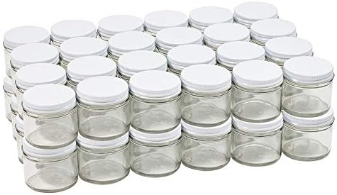 Pinnacle Mercantile 2 oz Glass Jars Containers Spice Straight Sided with White Metal Lids 48 ct case