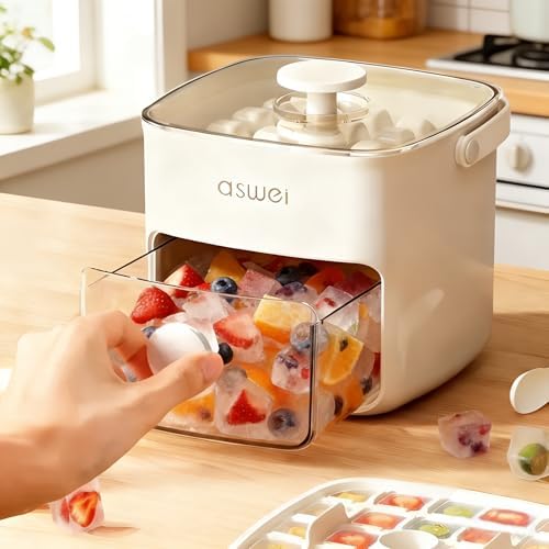 Plastic Ice Cube Trays with Bin and Scoop for Freezer+Mini Ice Cube Trays with Lids
