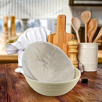 2Pcs 9 Inch Proofing Bread Basket Cloth, Reusable Breathable Liner Cotton Flax Proofing Bread Cloth, Baking Tools and Accessories for Kitchen and Dining, Round Baking supplies Bread Proofing Baskets